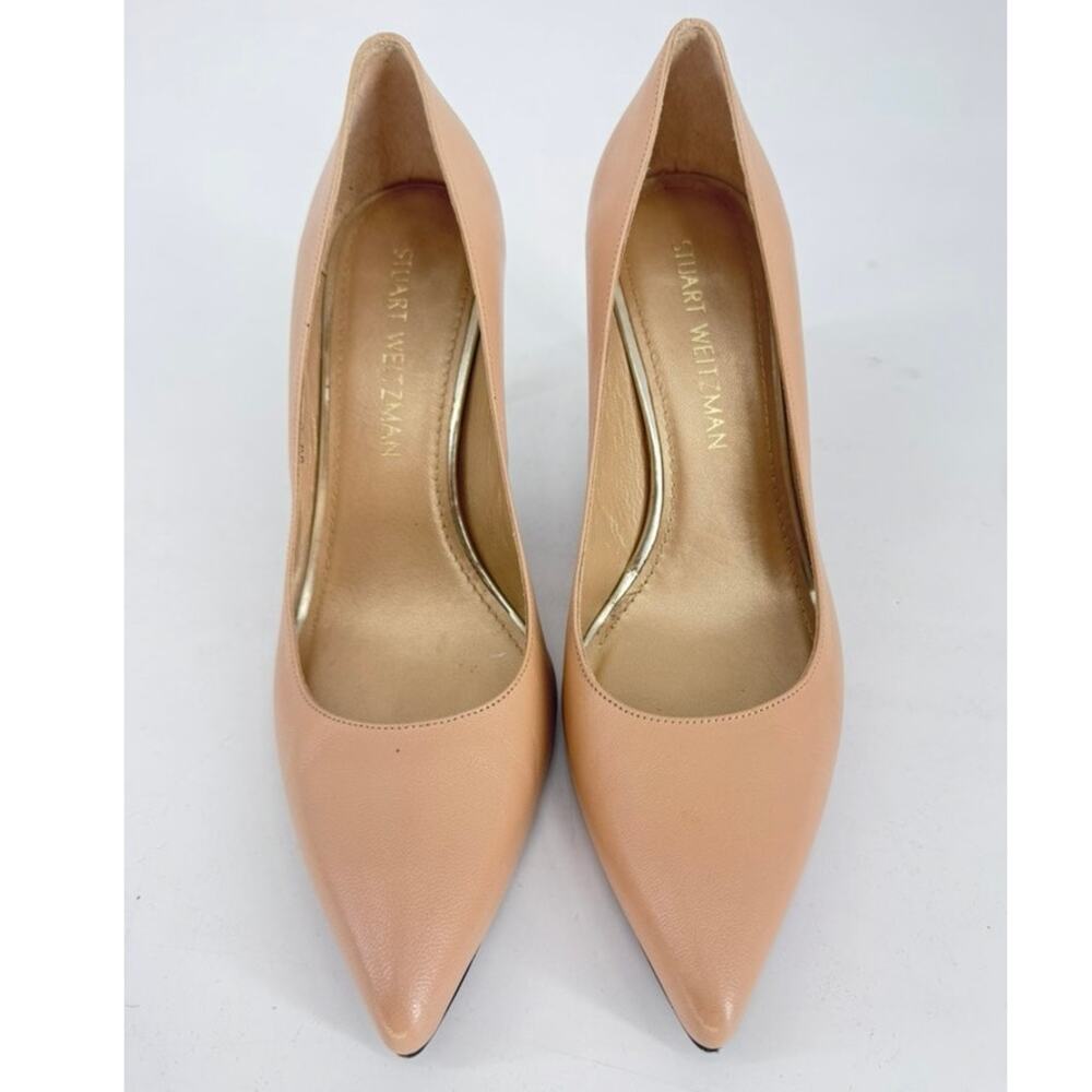 Stuart Weitzman Stuart Heel 8.5 Beige Leather 3" heel - Picture 2 of 9